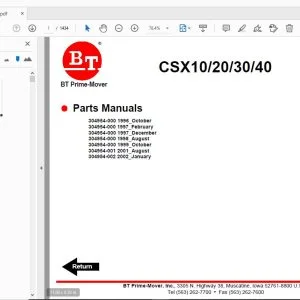 BT PRIME MOVER CSX10/20/30/40 PARTS MANUAL - PDF DOWNLOAD