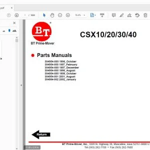 BT PRIME MOVER CSX10/20/30/40 PARTS MANUALS - PDF DOWNLOAD