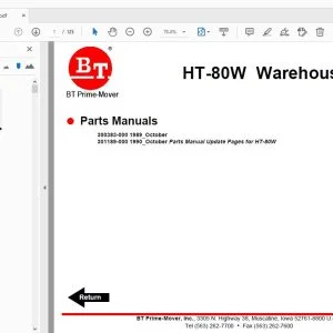 BT PRIME MOVER HT-80W Warehouser Parts Manuals - PDF DOWNLOAD