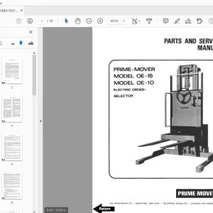 BT PRIME MOVER OE-15 OE-10 ELECTRIC ORDER PARTS & SERVICE MANUAL - PDF DOWNLOAD