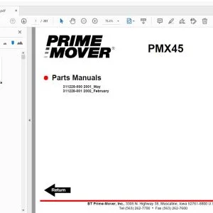 BT PRIME MOVER PMX45 PARTS MANUAL - PDF DOWNLOAD