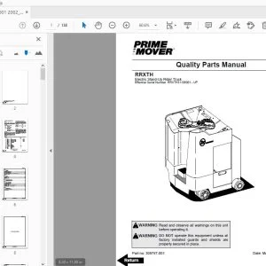 BT PRIME MOVER RRXTH QUALITY PARTS MANUAL 309787-001 March 2002 - PDF DOWNLOAD