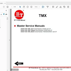 BT PRIME MOVER TMX MASTER SERVICE MANUALS - PDF DOWNLOAD