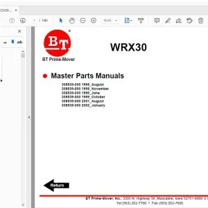 BT PRIME MOVER WRX30 MASTER PARTS MANUALS - PDF DOWNLOAD