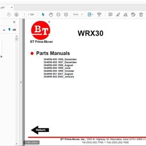 BT PRIME MOVER WRX30 PARTS MANUAL - PDF DOWNLOAD