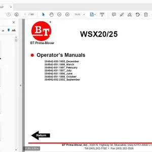 BT PRIME MOVER WSX20/25 OPERATOR'S MANUAL - PDF DOWNLOAD