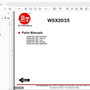 BT PRIME MOVER WSX20/25 PARTS MANUAL - PDF DOWNLOAD