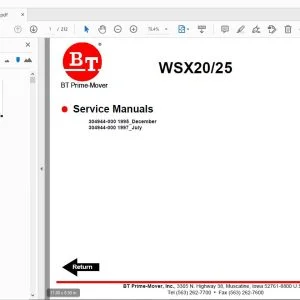 BT PRIME MOVER WSX20/25 SERVICE MANUALS - PDF DOWNLOAD