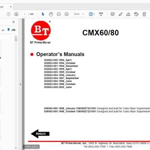 BT Prime-Mover CMX60/80 Operator’s Manuals - PDF DOWNLOAD