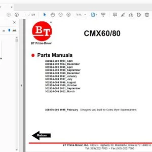 BT Prime-Mover CMX60/80 Parts Manuals - PDF DOWNLOAD
