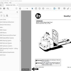BT-Prime Mover CMX60 CMX80 Electric Center Riding Pallet Truck Parts Manual PDF