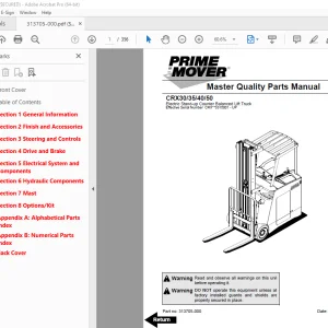 BT Prime Mover CRX30 CRX35 CRX40 CRX50 Electric Stand-up Lift Truck Parts Manual PDF