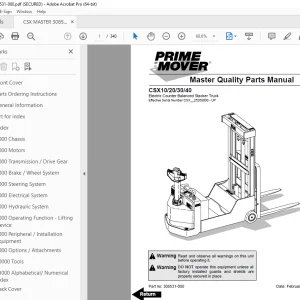 BT Prime Mover CSX10 CSX20 CSX30 CSX40 Electric Stacker Truck Parts Manual 25268000-UP PDF
