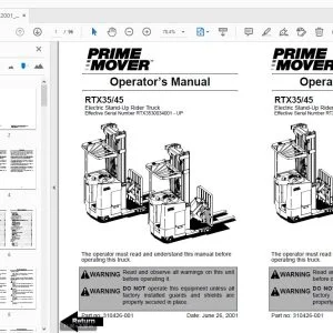 BT Prime Mover Forklift RTX35/45 Operator's Manual 310426-001 - PDF DOWNLOAD