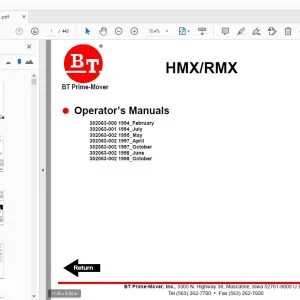 BT Prime-Mover HMX/RMX Operator’s Manuals - PDF DOWNLOAD