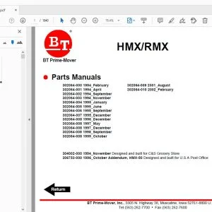 BT Prime-Mover HMX/RMX Parts Manuals - PDF DOWNLOAD