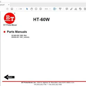 BT Prime-Mover HT-60W Parts Manuals - PDF DOWNLOAD