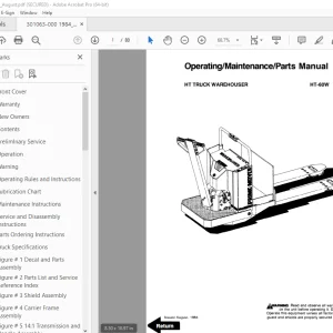 BT Prime Mover HT-60W Truck WareHouser Parts Manual - PDF DOWNLOAD