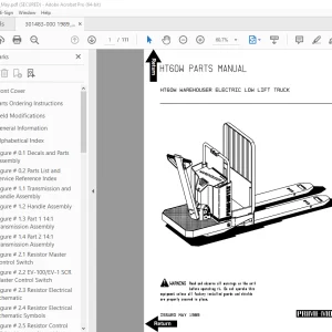 BT Prime-Mover HT60W Warehouser Electric Low Lift Truck Parts Manual PDF