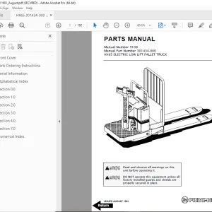 BT Prime Mover HX65 Electric Low Lift Pallet Truck Parts Manual PN 301434-000 -005 PDF