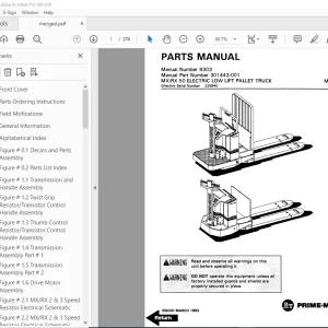 BT Prime-Mover MX50 RX50 Electric Low Lift Pallet Truck Parts Manual PDF