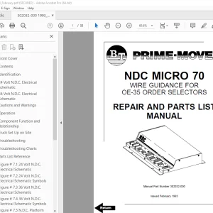 BT-Prime Mover NDC Micro 70 OE-35 Order Selector Repair & Parts Manual PDF