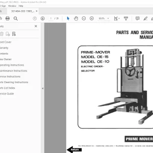 BT Prime Mover OE-15 OE-10 Electric Order Selector Parts & Service Manual PDF