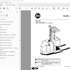 BT Prime Mover OE-15C Electric Order Selector Parts Manual - PDF DOWNLOAD