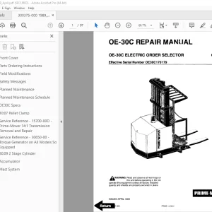 BT Prime Mover OE-30C Electric Order Selector Repair Manual - PDF DOWNLOAD