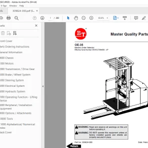 BT Prime Mover OE-35 Electric Order Selector Parts Manual - PDF DOWNLOAD