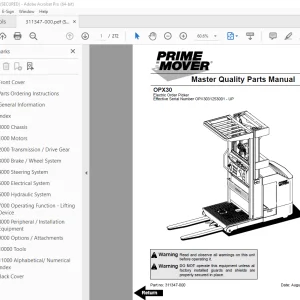 BT Prime Mover OPX30 Electric Order Picker Parts Manual - PDF DOWNLOAD