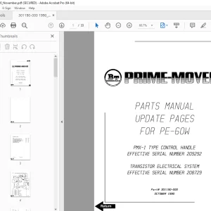 BT Prime Mover PE-60W Parts Manual PN 301190-000 - PDF DOWNLOAD