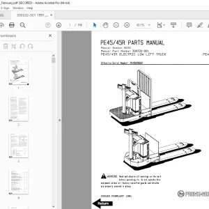 BT Prime Mover PE45 PE45R Electric Low Lift Truck Parts Manual PDF