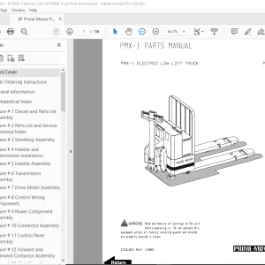 BT Prime Mover PMX-1 & PMX-2 Electric Low Lift Pallet Truck Parts Manual PDF