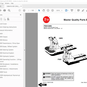 BT-Prime Mover PMX QMX Electric Low Lift Pallet Truck Parts Manual - PDF DOWNLOAD