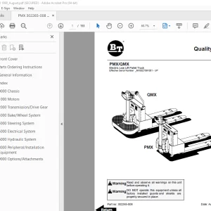 BT Prime Mover PMX QMX Electric Low Lift Pallet Truck Parts Manual PDF