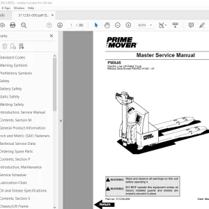 BT-Prime Mover PMX45 Electric Low Lift Pallet Truck Parts Manual 311230-000 PDF