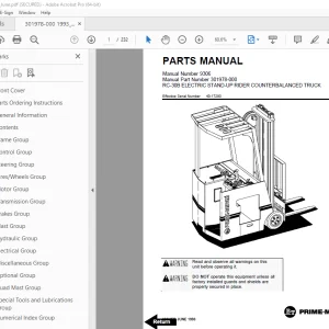 BT-Prime Mover RC-30B ELECTRIC STAND-UP RIDER Counterbalanced Truck Parts Manual PDF