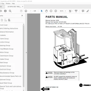 BT Prime-Mover RC-30B Electric Stand-up Counterbalanced Truck Parts Manual PDF