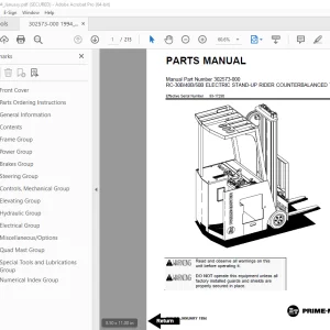 BT-Prime Mover RC-30B RC-40B RC-50B Electric Stand-up Rider Counterbalanced Truck Parts Manual PDF