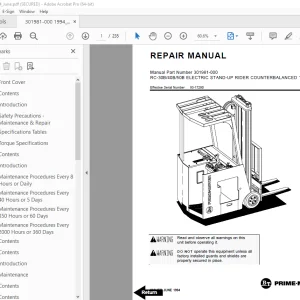 BT-Prime Mover RC-30B RC-40B RC-50B Electric Stand-up Rider Truck Repair Manual PDF