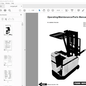 BT Prime Mover RC Series Trucks RC-20 RC-25 RC-30 RC-40 Operating Maintenance & Parts Manual PDF