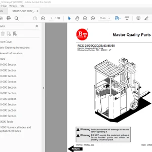 BT-Prime Mover RCX 25 RCX 30C RCX 30 RCX 35 RCX 40 RCX 45 RCX 50  Truck Parts Manual PDF