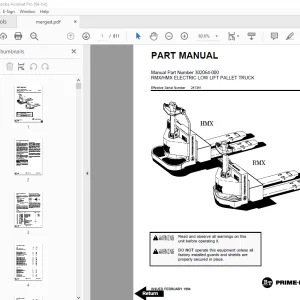 BT Prime-Mover RMX HMX Electric Low Lift Pallet Truck Part Manual PDF