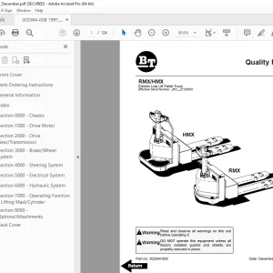 BT Prime-Mover RMX HMX Electric Low Lift Pallet Truck Part Manual_1997 PDF