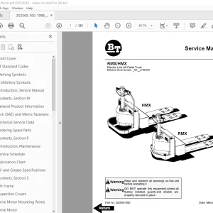 BT Prime-Mover RMX HMX Electric Low Lift Pallet Truck Parts Manual_1998 PDF