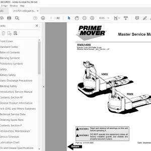 BT-Prime Mover RMX HMX Electric Low Lift Pallet Truck Service Manual PDF