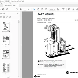 BT Prime-Mover RR-30 RR-34 Electric Reach Truck Part Manual PDF
