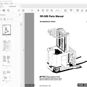 BT Prime-Mover RR-30B Reach Truck Parts Manual - PDF DOWNLOAD