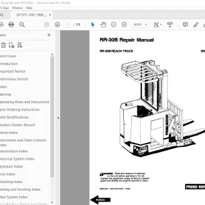 BT Prime-Mover RR-30B Reach Truck Repair Manual - PDF DOWNLOAD